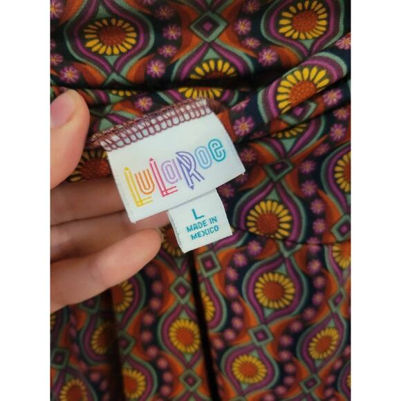 Lularoe Large Azure Skirt Sunflowers and Funky Pattern - Picture 2 of 3